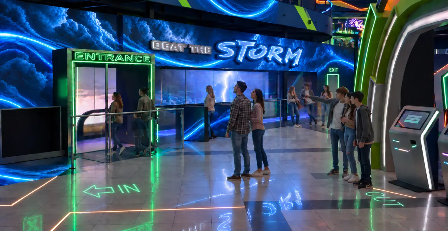 Beat the Storm inside an entertainment centre